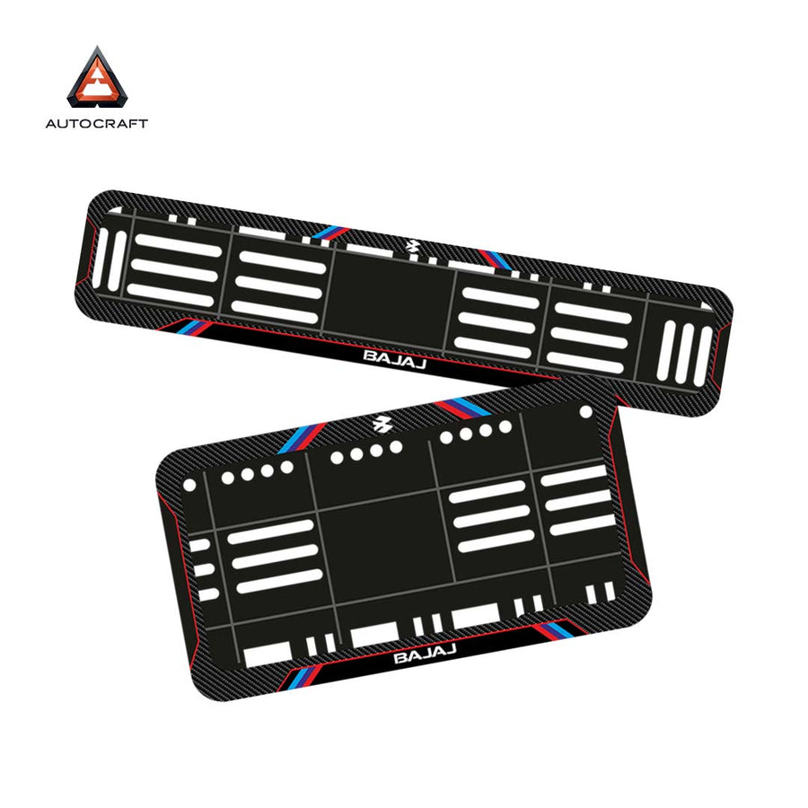Bike Number Plate Gel Frame - Bajaj - Red & Blue Lines