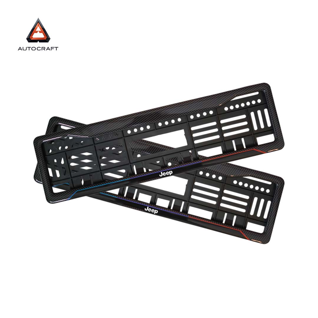 Car Number Plate Gel Frame - Jeep - Blue and Red Line HSRP number plate gel frame view 1