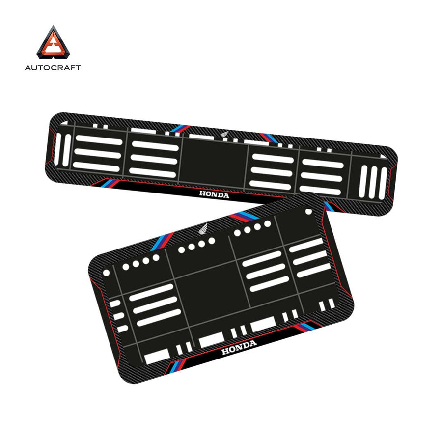 Bike Number Plate Gel Frame - Honda - Red & Blue Lines (Front and Back Set)
