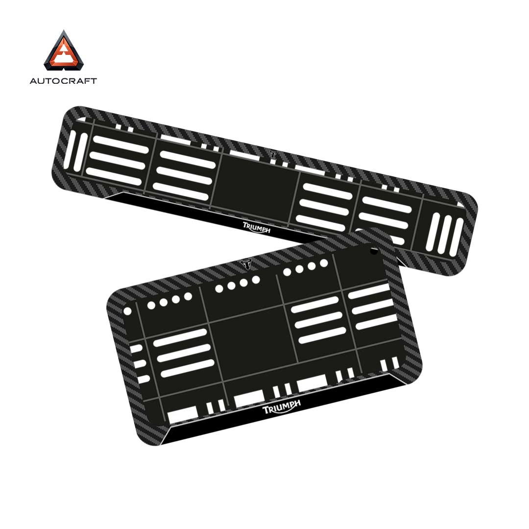 Bike Number Plate Gel Frame - Triumph - Black Pattern (Front and Back Set)