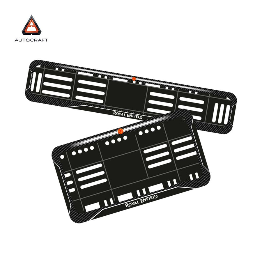 Bike Number Plate Gel Frame - Royal Enfield - Black with White Lines