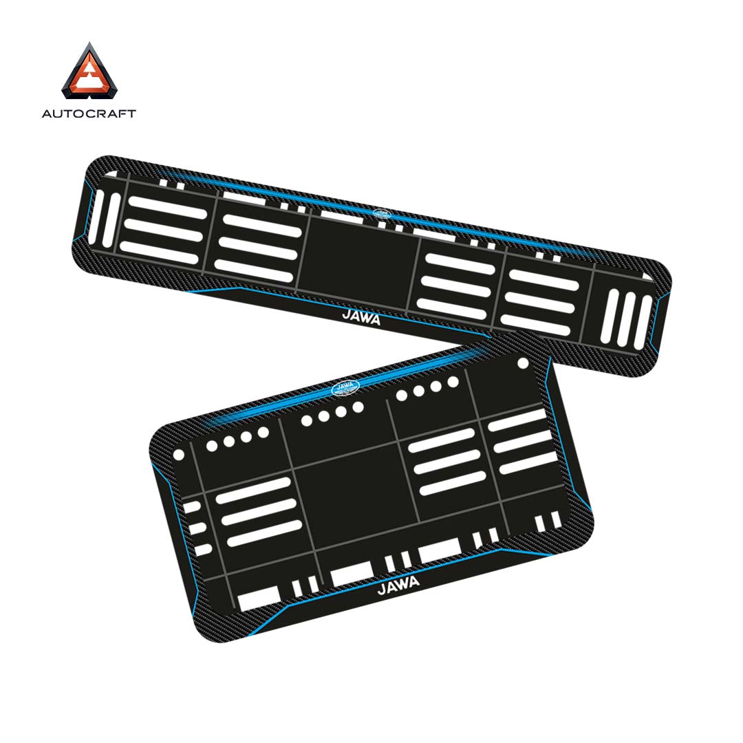 Bike Number Plate Gel Frame - Jawa - Blue Line (Front and Back Set)