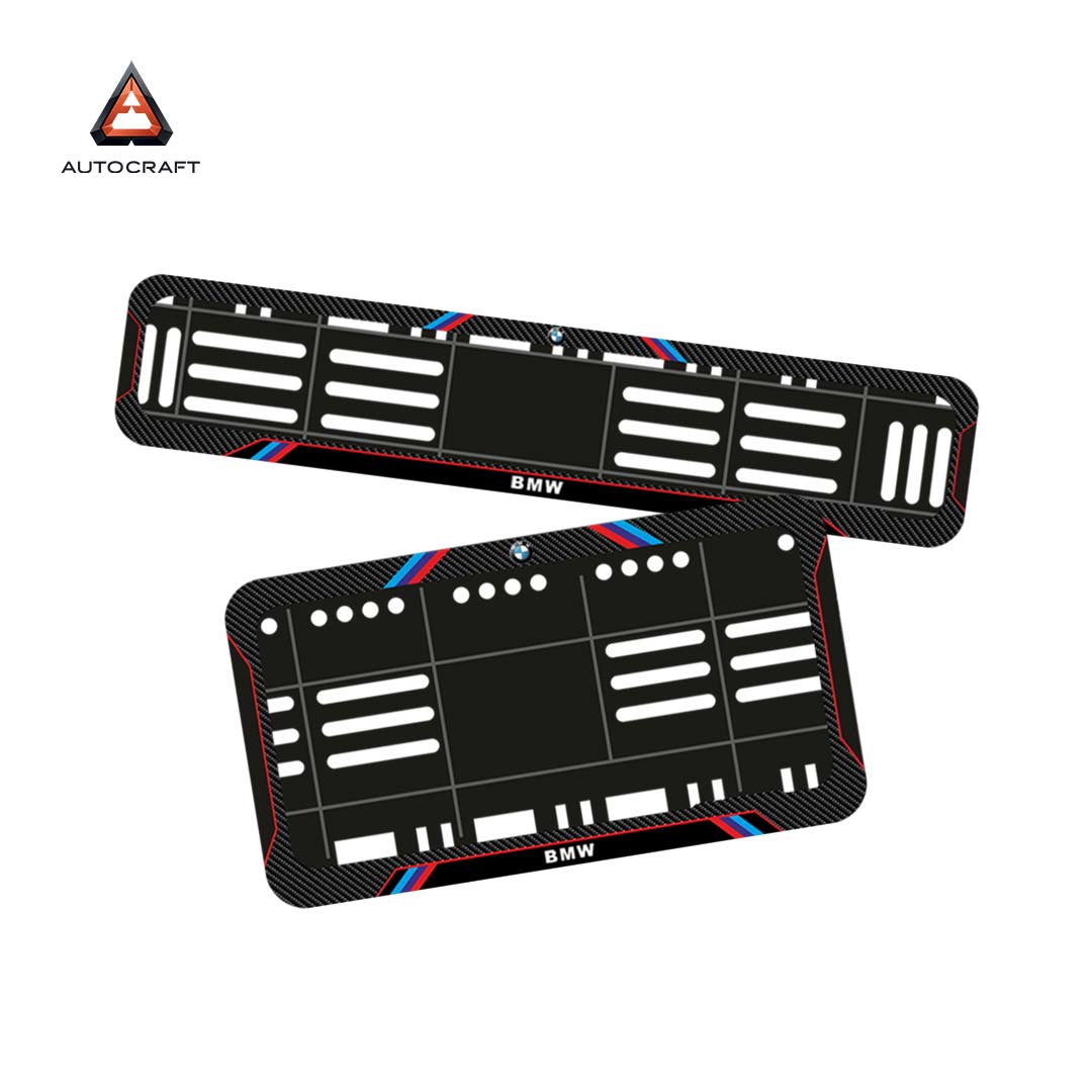 Bike Number Plate Gel Frame - BMW - Red & Blue Lines (Front and Back Set)
