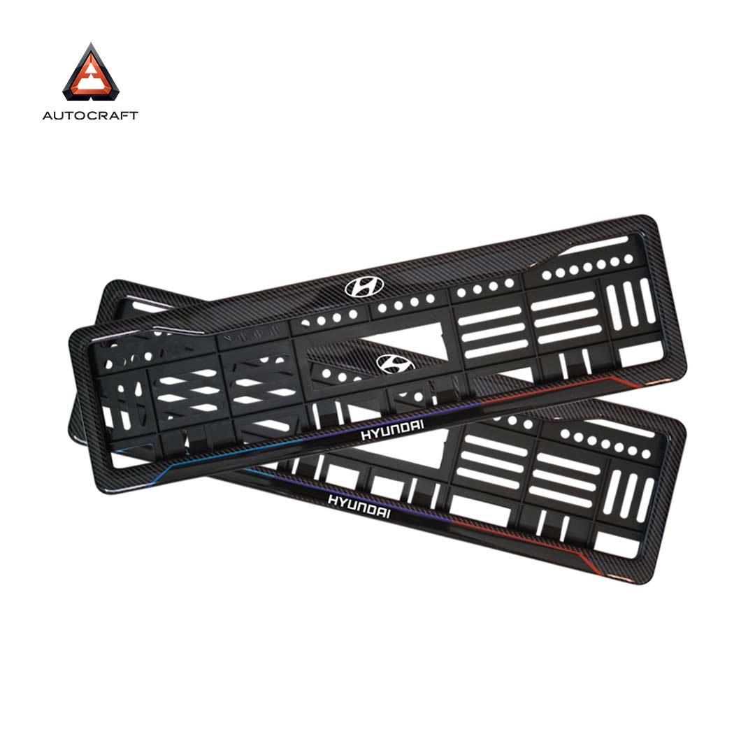 Car Number Plate Gel Frame - Hyundai - Blue and Red HSRP number plate gel frame view 1