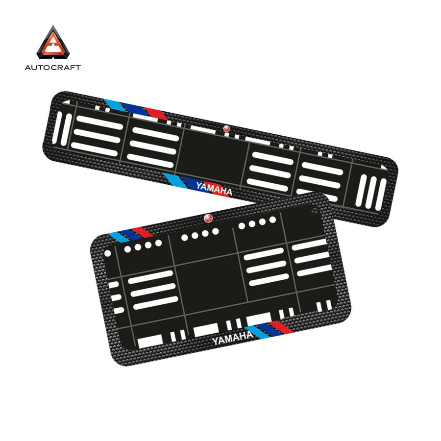 Bike Number Plate Gel Frame - Yamaha - Red & Blue Racing Stripes (Front and Back Set)