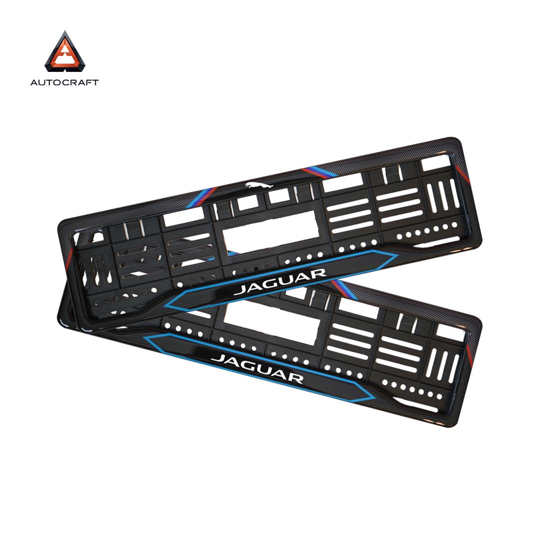 Car Number Plate Gel Frame - Jaguar Logo - Red and Blue Line