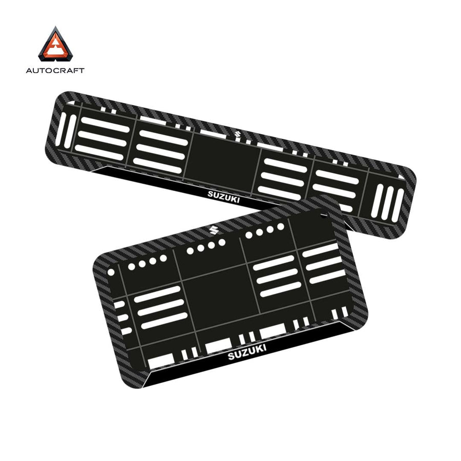 Bike Number Plate Gel Frame - Suzuki - Black Pattern (Front and Back Set)