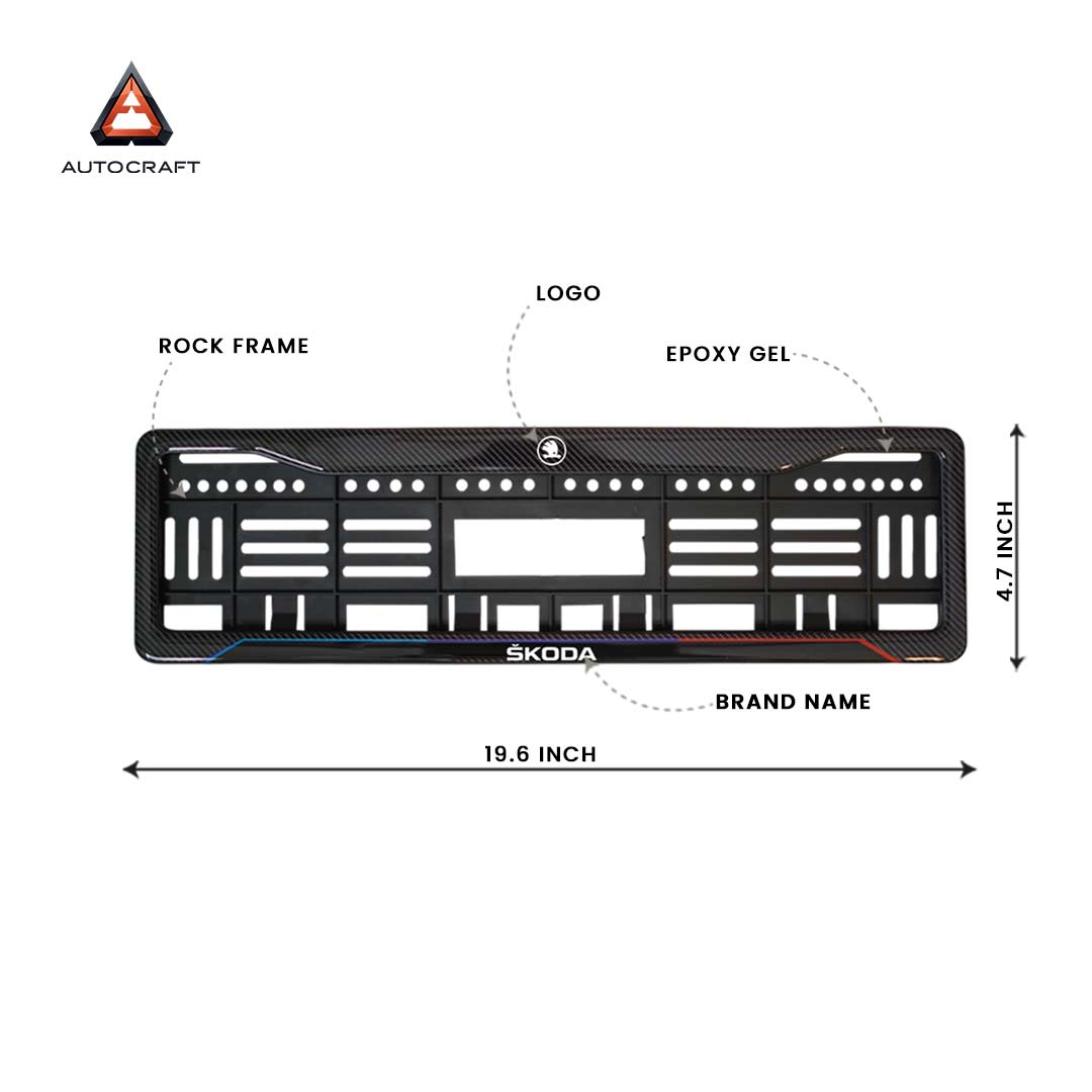 Car Number Plate Gel Frame - Skoda - Blue and Red Line