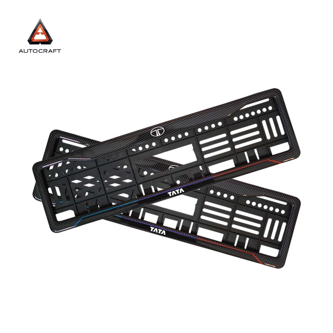 Car Number Plate Gel Frame - TATA - Blue and Red Line HSRP number plate gel frame view 1