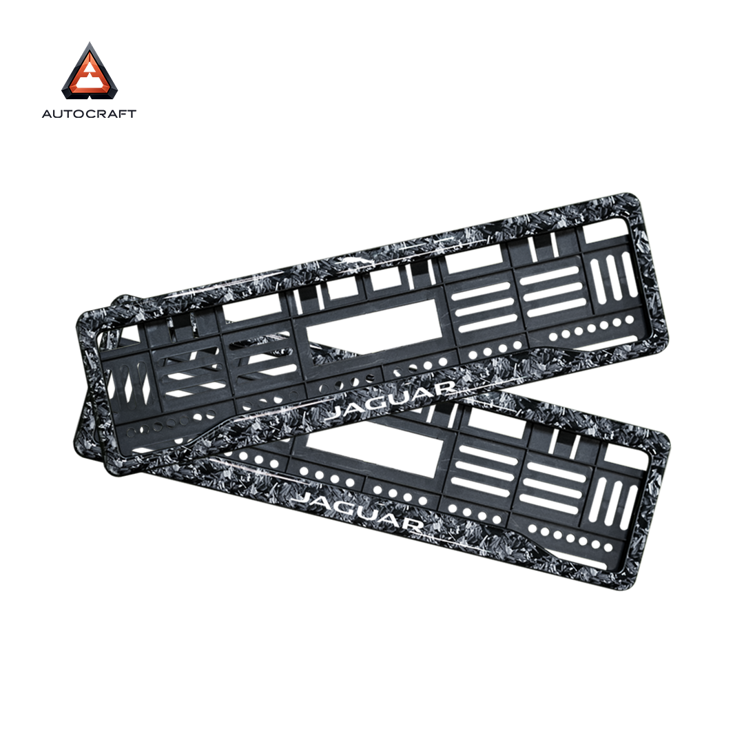Car Number Plate Gel Frame - Jaguar - Forged Carbon HSRP number plate gel frame view 1