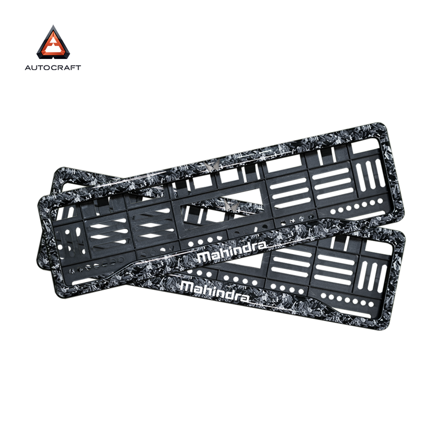 Car Number Plate Gel Frame - Mahindra - Forged Carbon