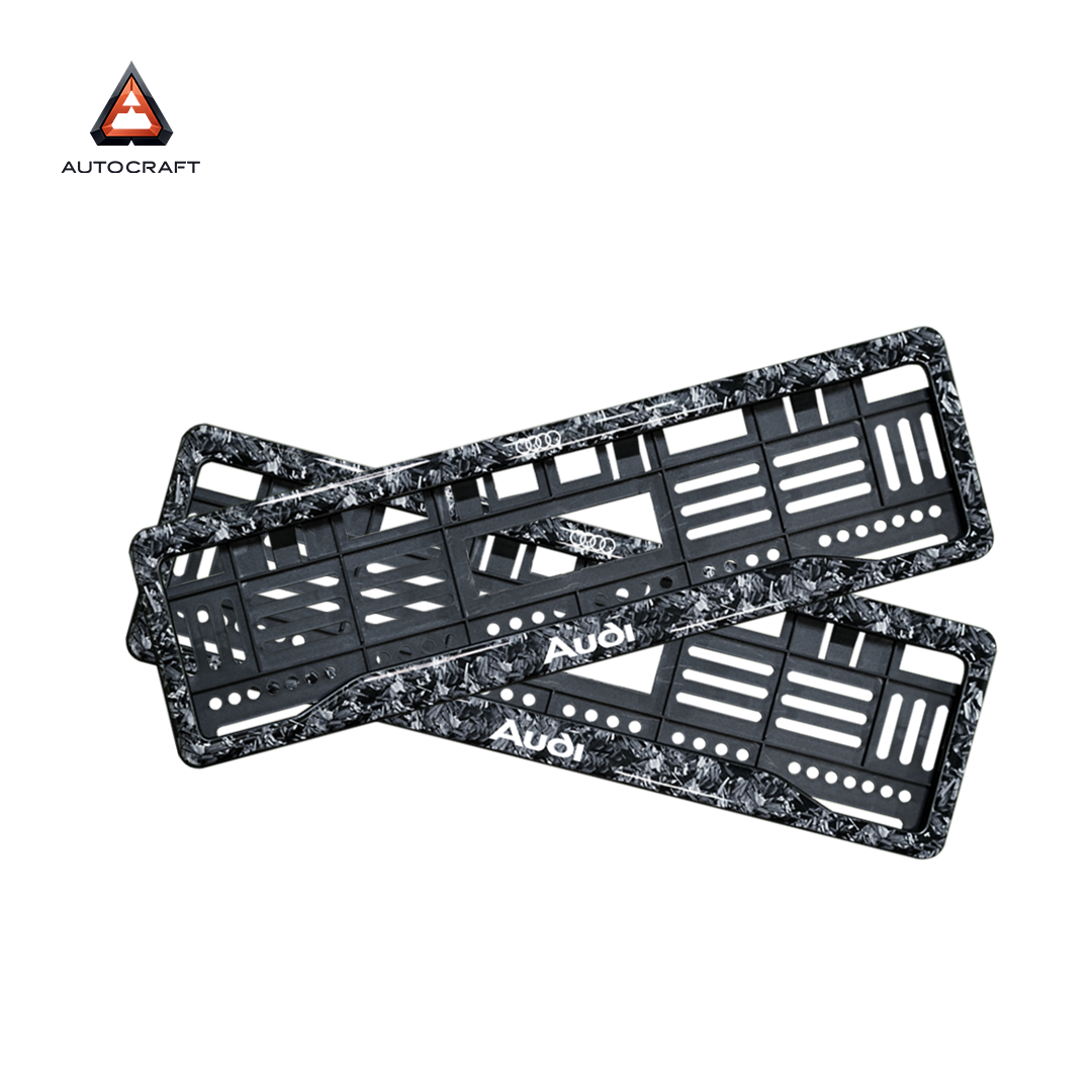 Car Number Plate Gel Frame - Audi - Forged Carbon HSRP number plate gel frame view 1