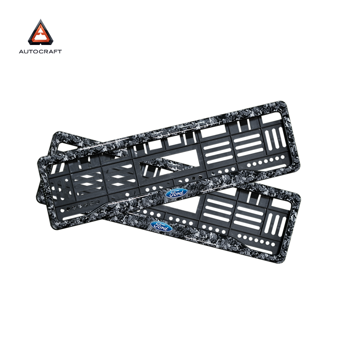 Car Number Plate Gel Frame - Ford - Forged Carbon HSRP number plate gel frame view 1