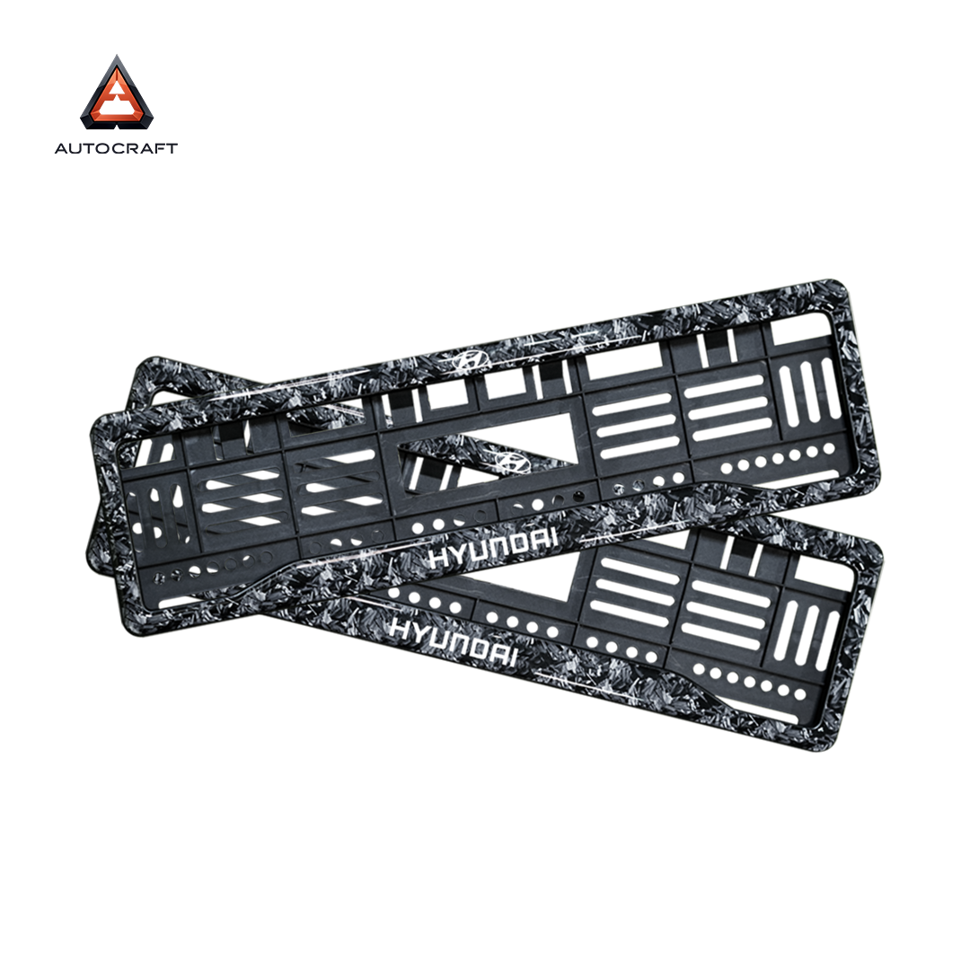 Car Number Plate Gel Frame - Hyundai - Forged Carbon HSRP number plate gel frame view 1