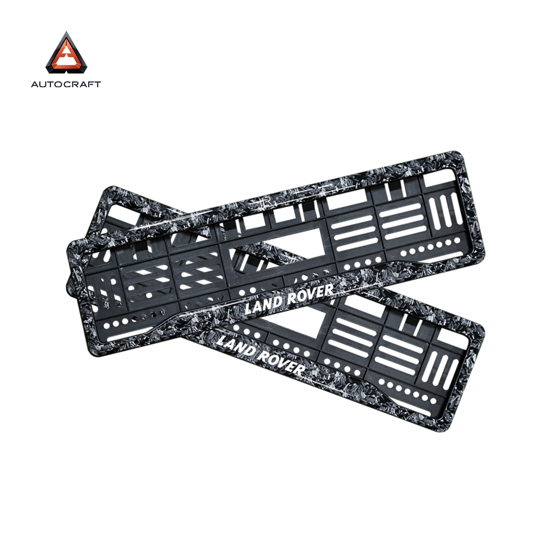 Car Number Plate Gel Frame - Land Rover - Forged Carbon HSRP number plate gel frame view 1