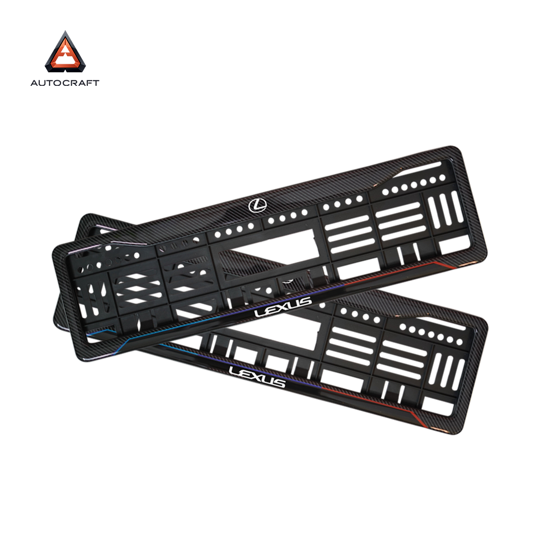 Car Number Plate Gel Frame - Lexus - Blue and Red HSRP number plate gel frame view 1