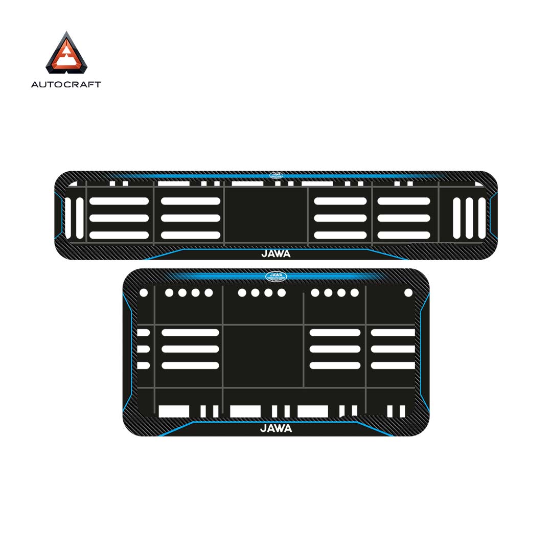 Bike Number Plate Gel Frame - Jawa - Blue Line (Front and Back Set)
