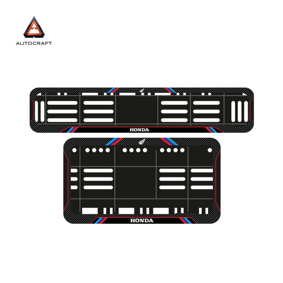 Bike Number Plate Gel Frame - Honda - Red & Blue Lines (Front and Back Set)