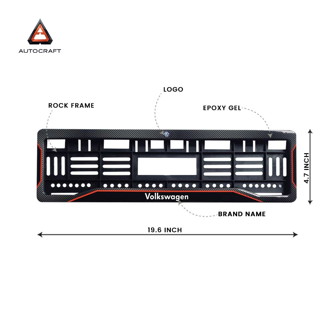 Car Number Plate Gel Frame - Volkswagen - Red Line