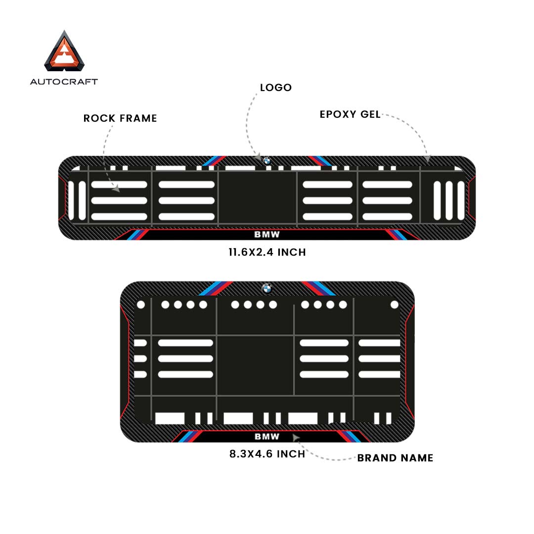 Bike Number Plate Gel Frame - BMW - Red & Blue Lines (Front and Back Set)