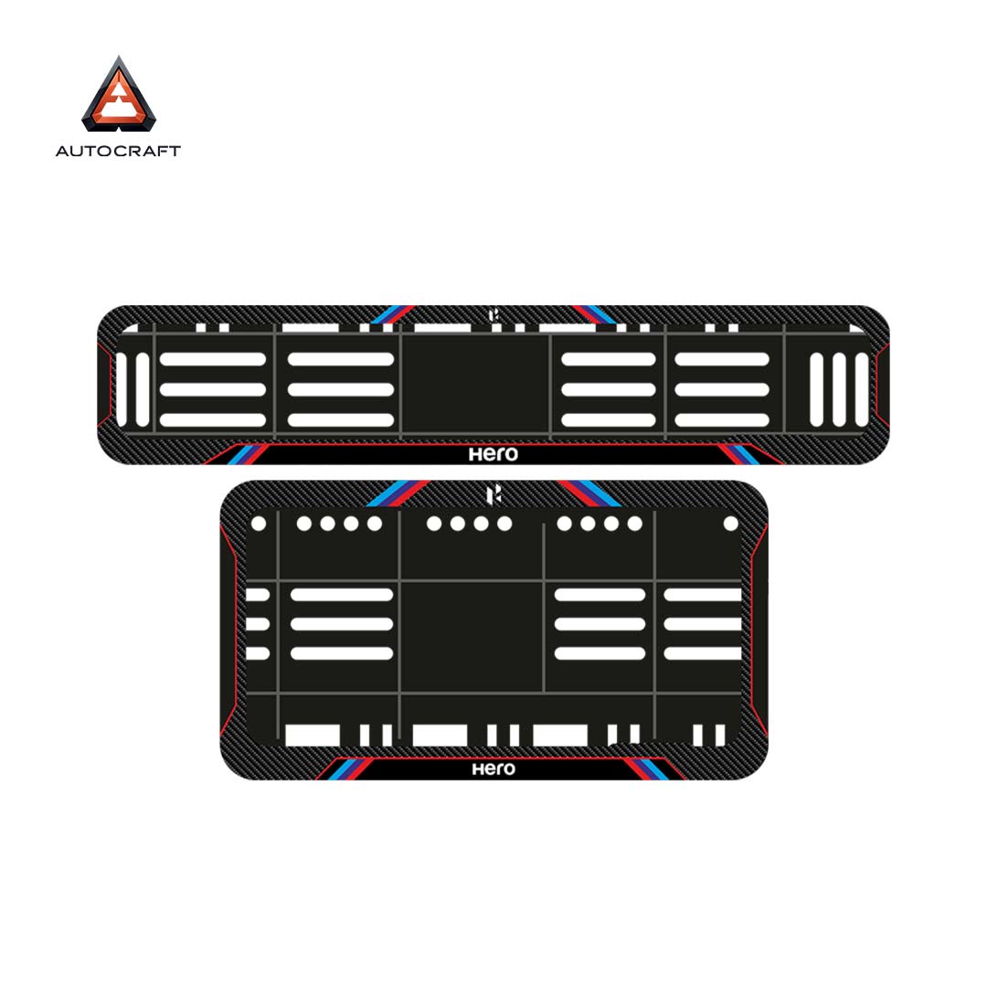 Bike Number Plate Gel Frame - Hero - Red & Blue Lines (Front and Back Set)