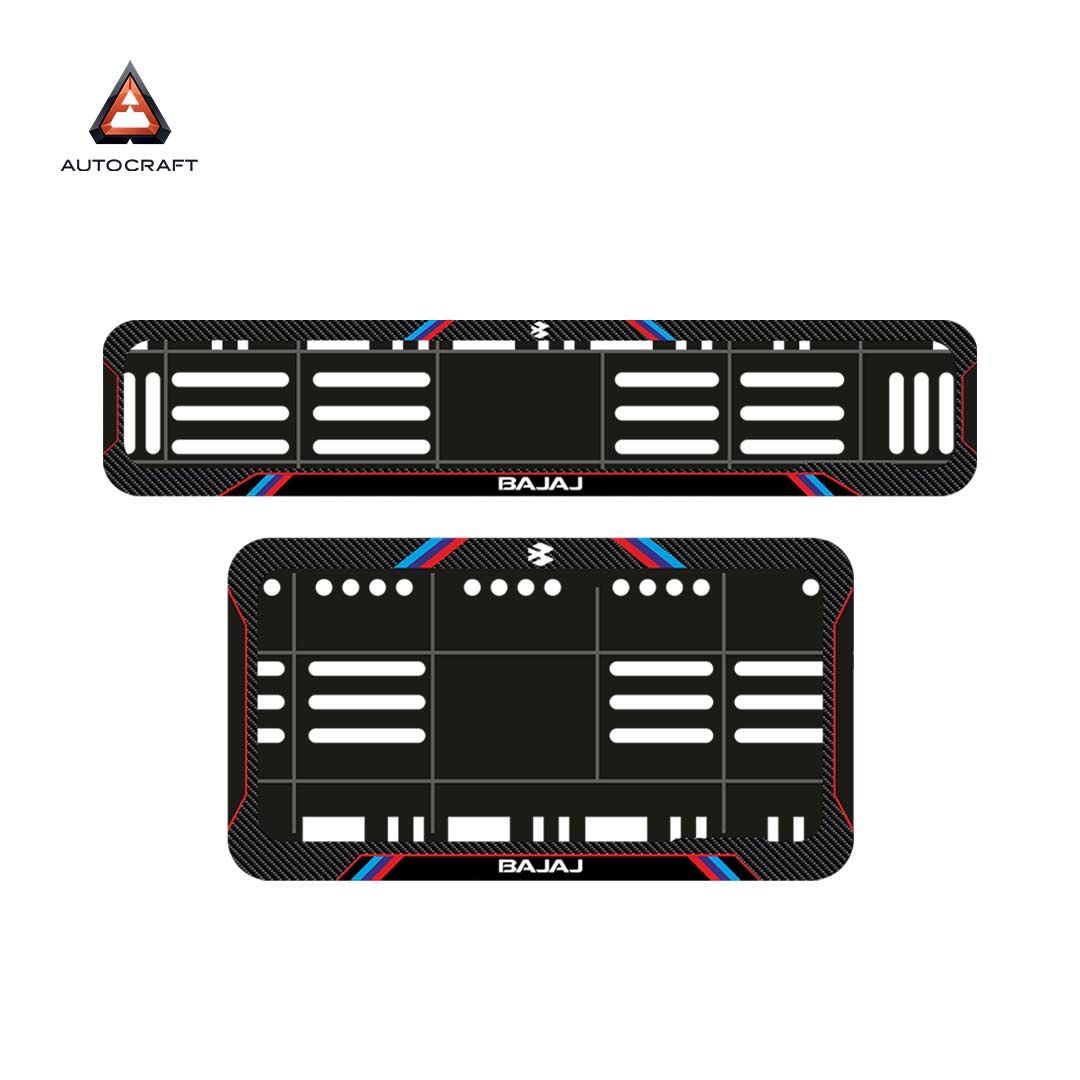 Bike Number Plate Gel Frame - Bajaj - Red & Blue Lines