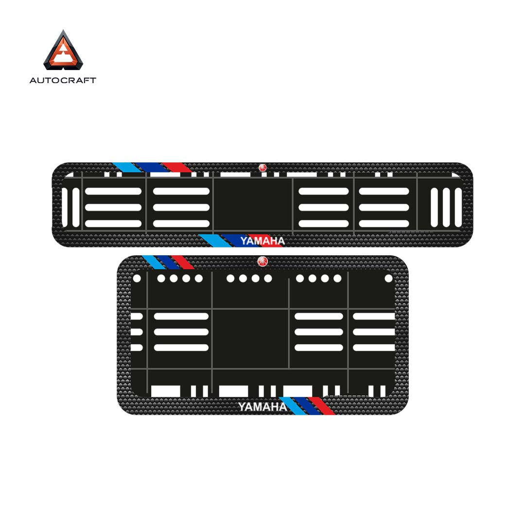 Bike Number Plate Gel Frame - Yamaha - Red & Blue Racing Stripes (Front and Back Set)