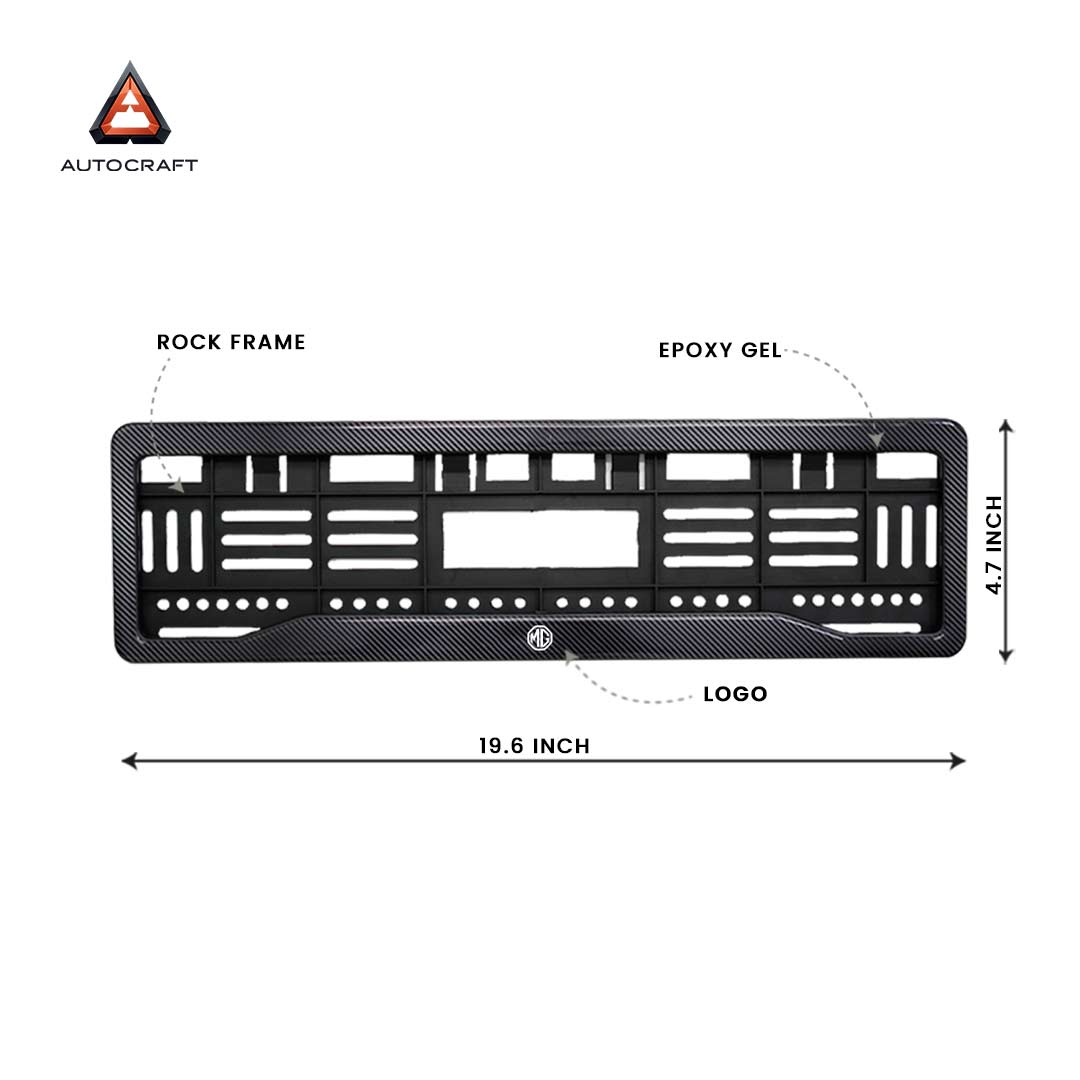 Car Number Plate Gel Frame - MG - Black Plain HSRP number plate gel frame view 2