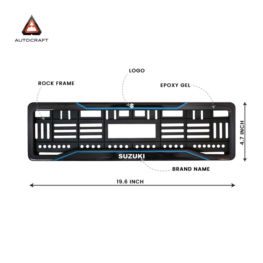 Car Number Plate Gel Frame - Suzuki - Blue Line