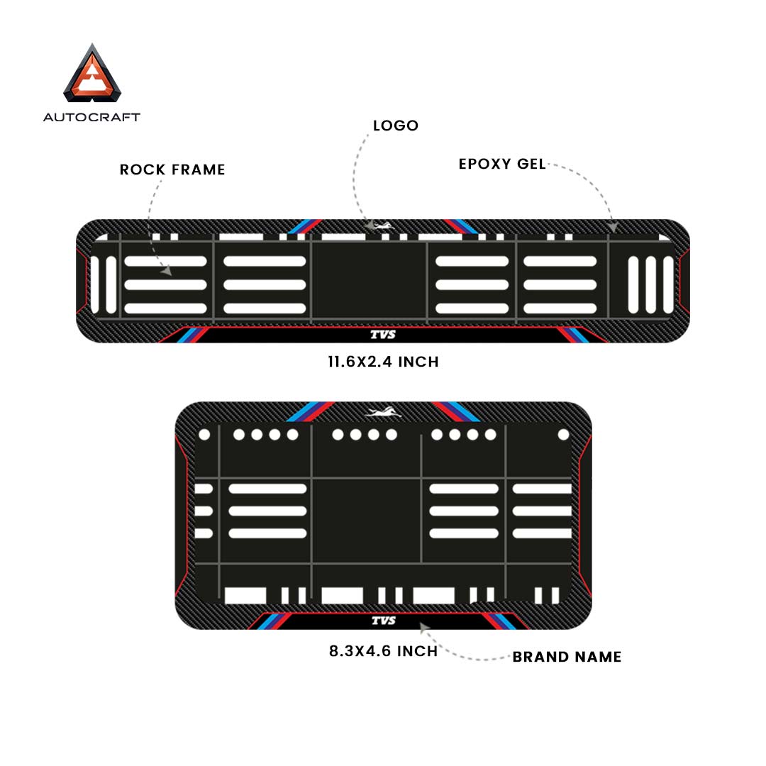Bike Number Plate Gel Frame - TVS - Red & Blue Lines (Front and Back Set)