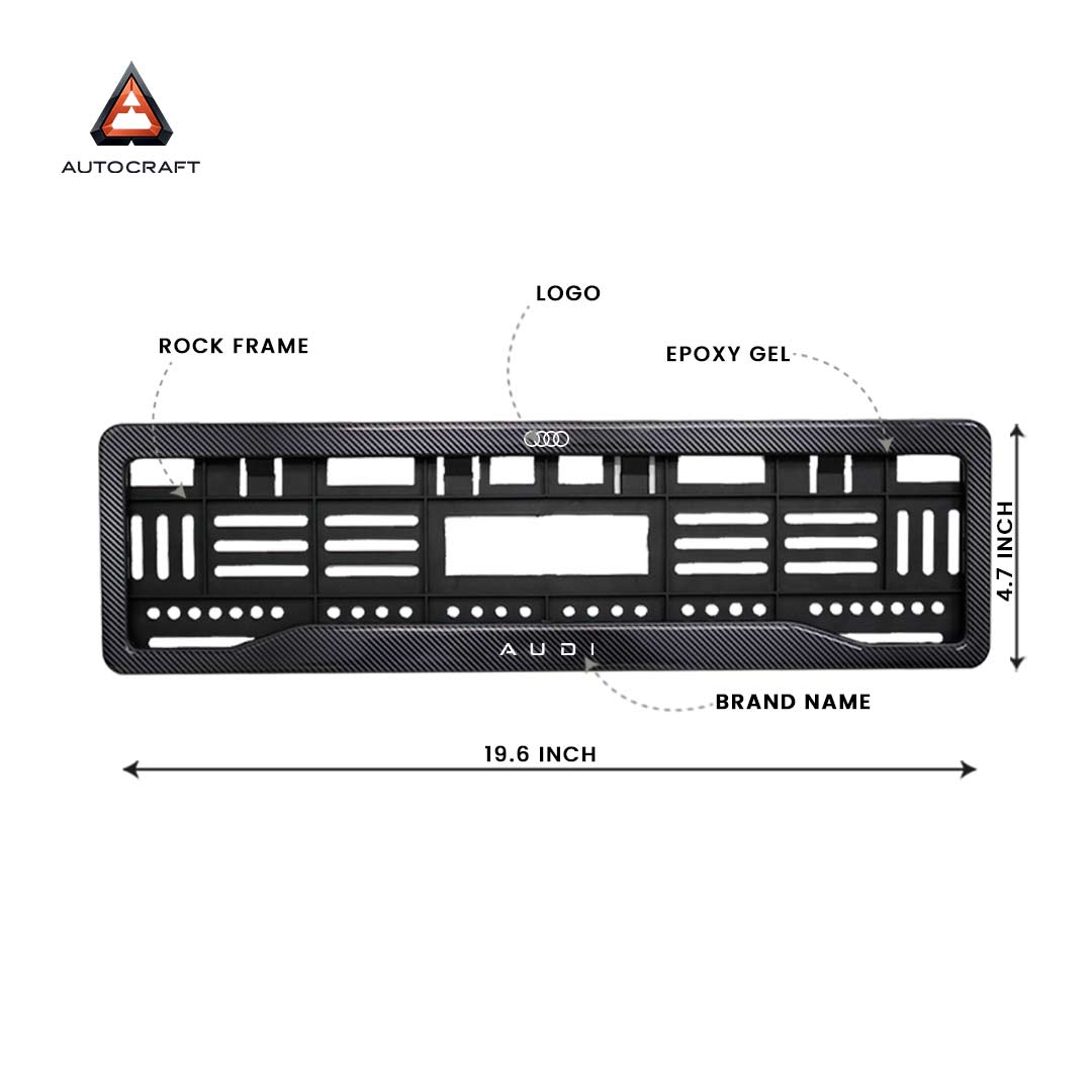 Car Number Plate Gel Frame - Audi - Black Plain