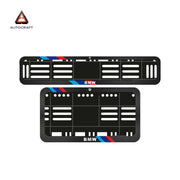 Bike Number Plate Gel Frame - BMW - Red & Blue Racing Stripes (Front and Back Set)