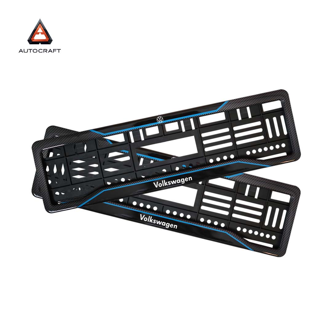 Car Number Plate Gel Frame - Volkswagen - Blue Line HSRP number plate gel frame view 1