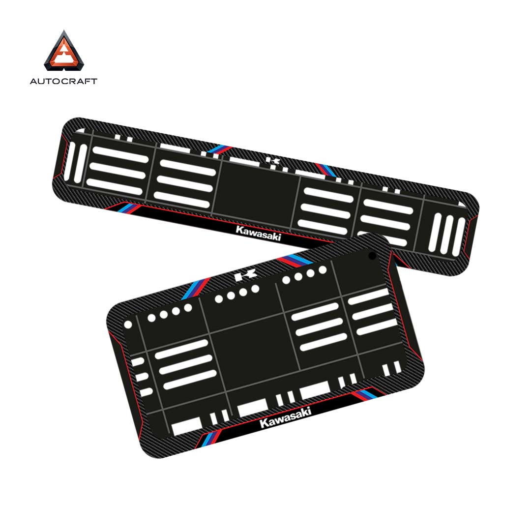 Bike Number Plate Gel Frame - Kawasaki - Red & Blue Lines (Front and Back Set)