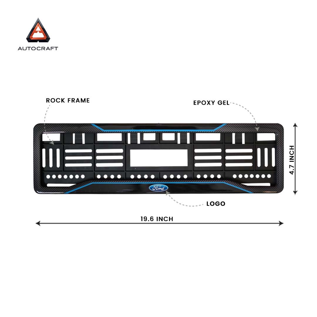 Car Number Plate Gel Frame - Ford - Blue Line