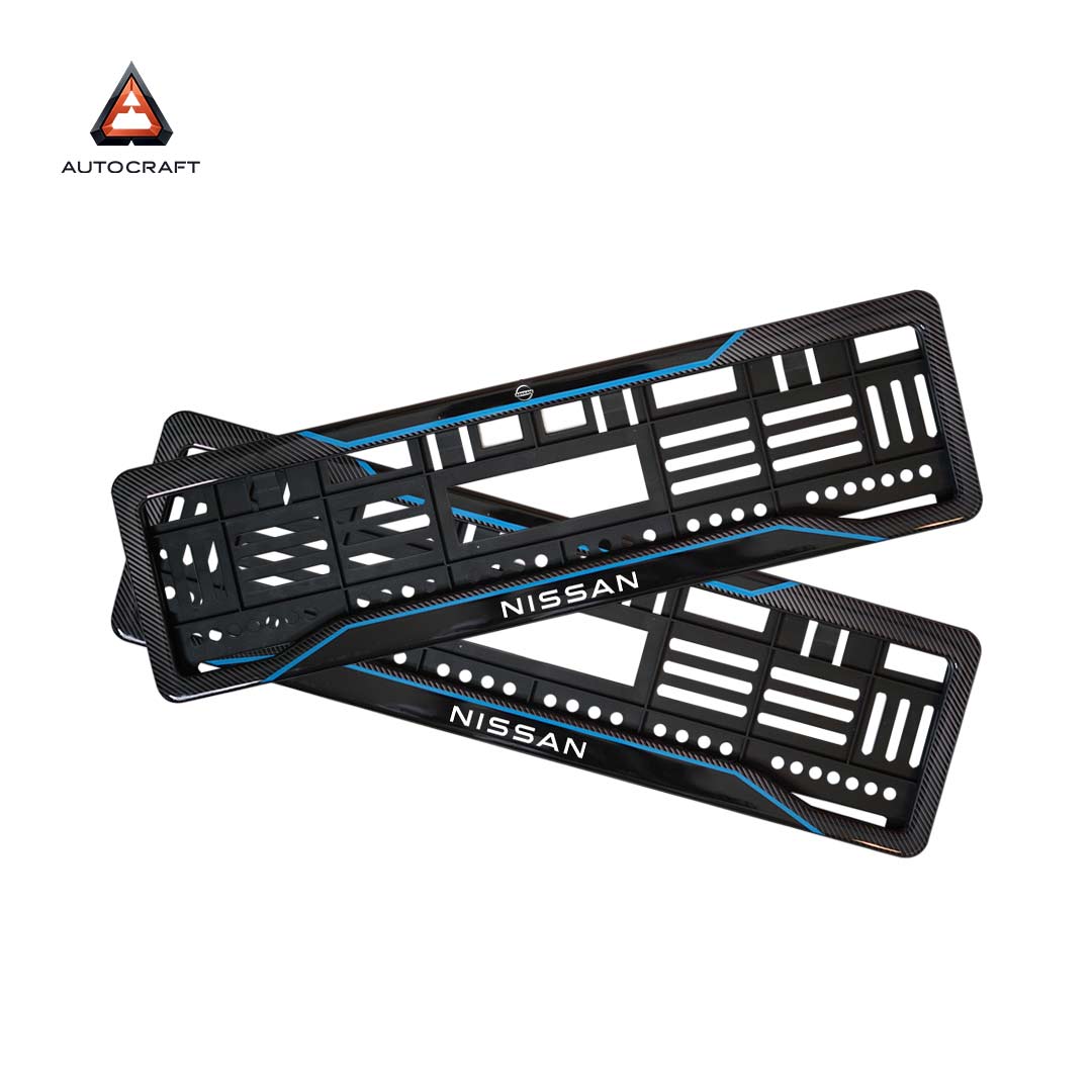 Car Number Plate Gel Frame - Nissan - Blue Plain HSRP number plate gel frame view 1