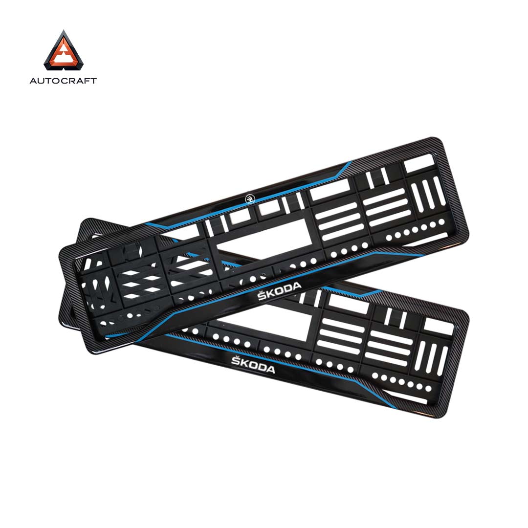 Car Number Plate Gel Frame - Skoda - Blue Line