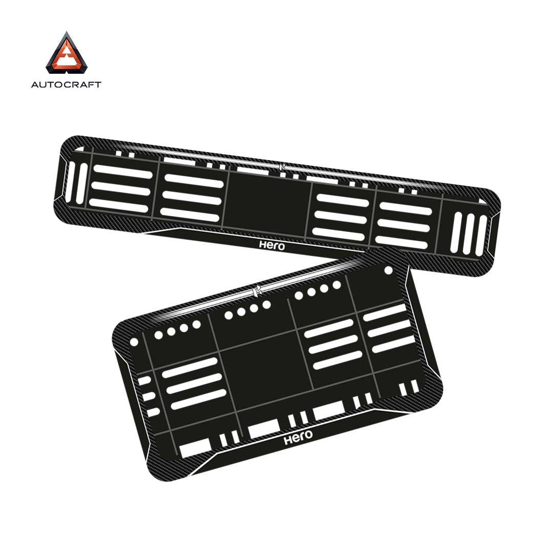 Bike Number Plate Gel Frame - Hero - Black with White Lines
