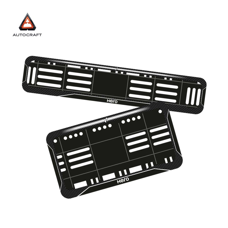Bike Number Plate Gel Frame - Hero - Black with White Lines