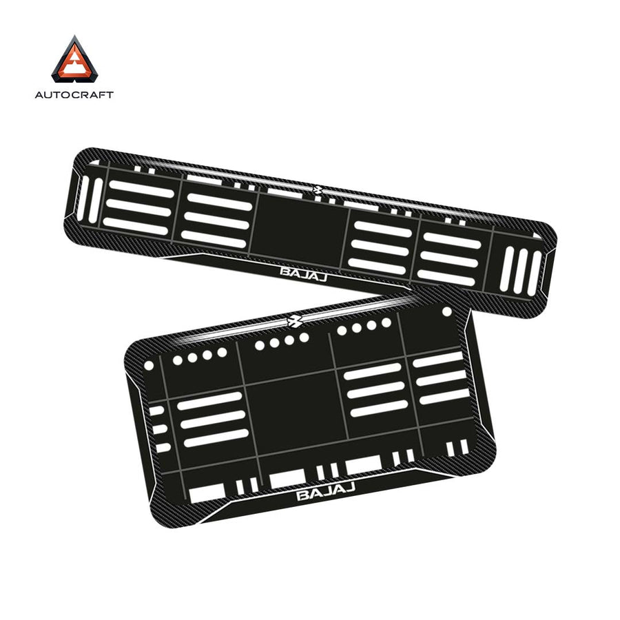 Bike Number Plate Gel Frame - Bajaj - Black with White Lines