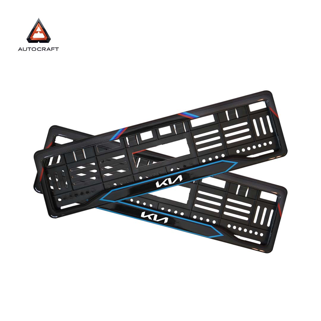 Car Number Plate Gel Frame - KIA - Red and Blue Line HSRP number plate gel frame view 1