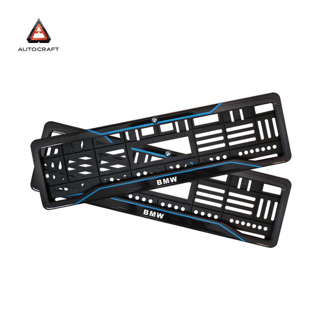 Car Number Plate Gel Frame - BMW - Blue Line HSRP number plate gel frame view 1