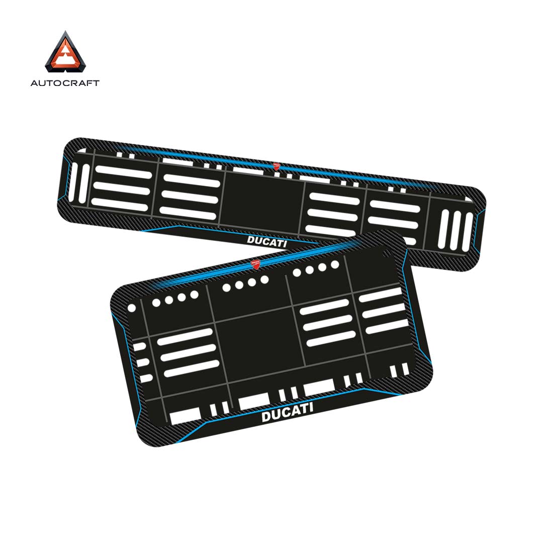 Bike Number Plate Gel Frame - Ducati - Blue Line (Front and Back Set)