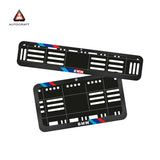 Bike Number Plate Gel Frame - BMW - Red & Blue Racing Stripes (Front and Back Set)