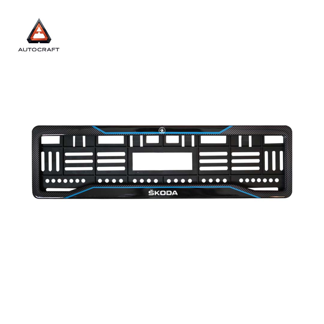 Car Number Plate Gel Frame - Skoda - Blue Line