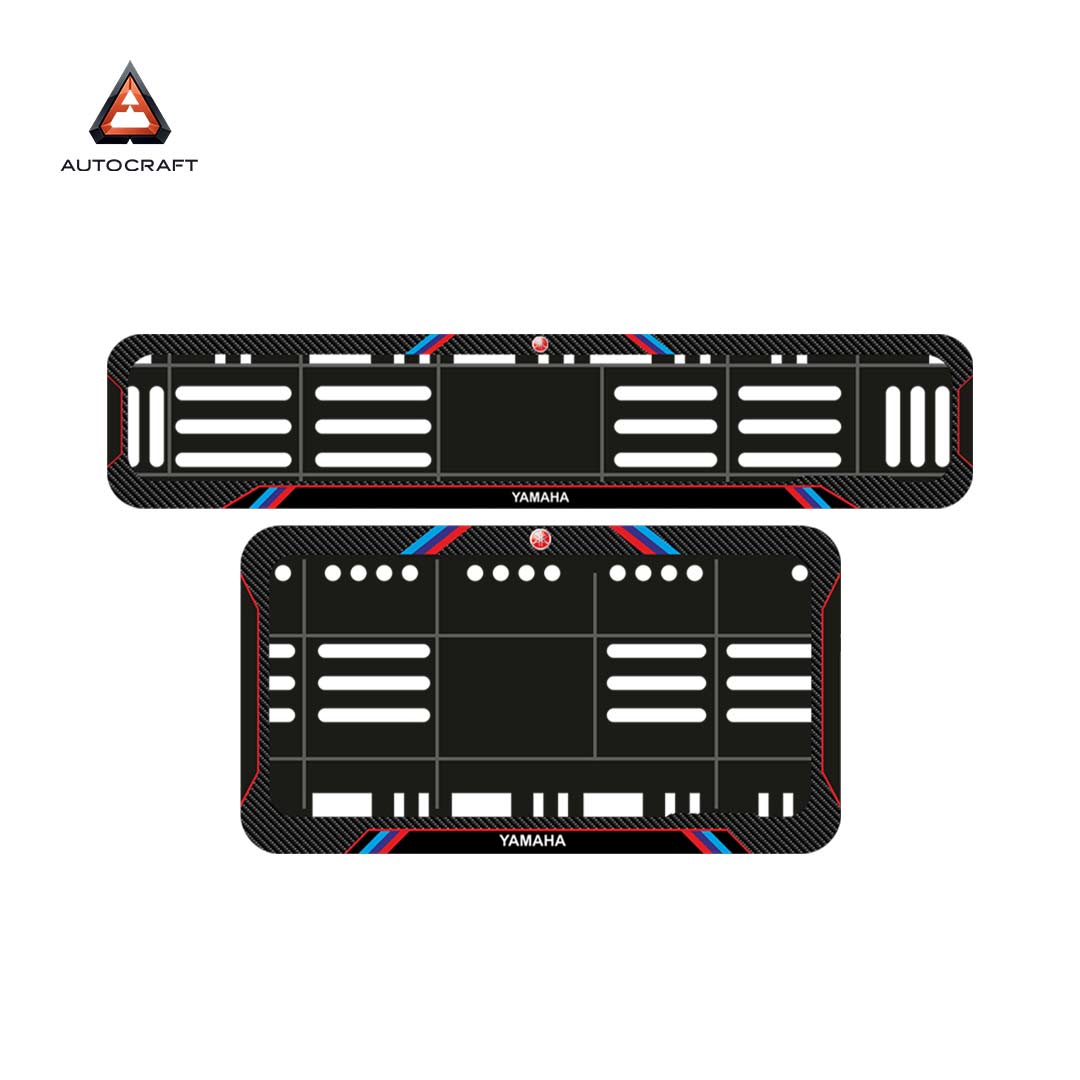 Bike Number Plate Gel Frame - Yamaha - Red & Blue Lines (Front and Back Set) HSRP number plate gel frame view 3