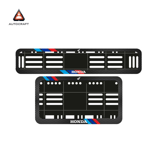 Bike Number Plate Gel Frame - Honda - Red & Blue Racing Stripes (Front and Back Set)