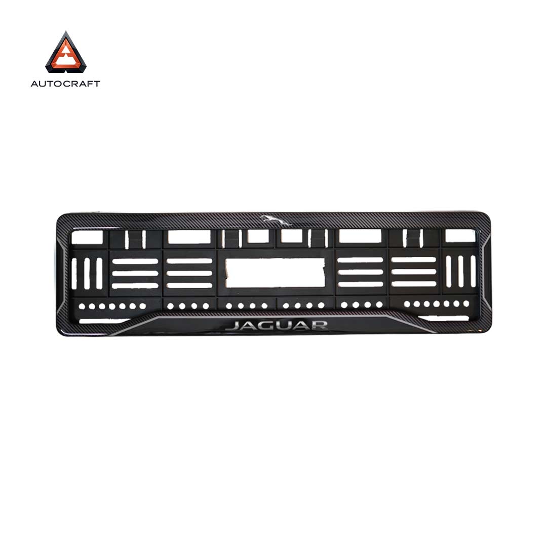 Car Number Plate Gel Frame - Jaguar Logo - Black Dash HSRP number plate gel frame view 3