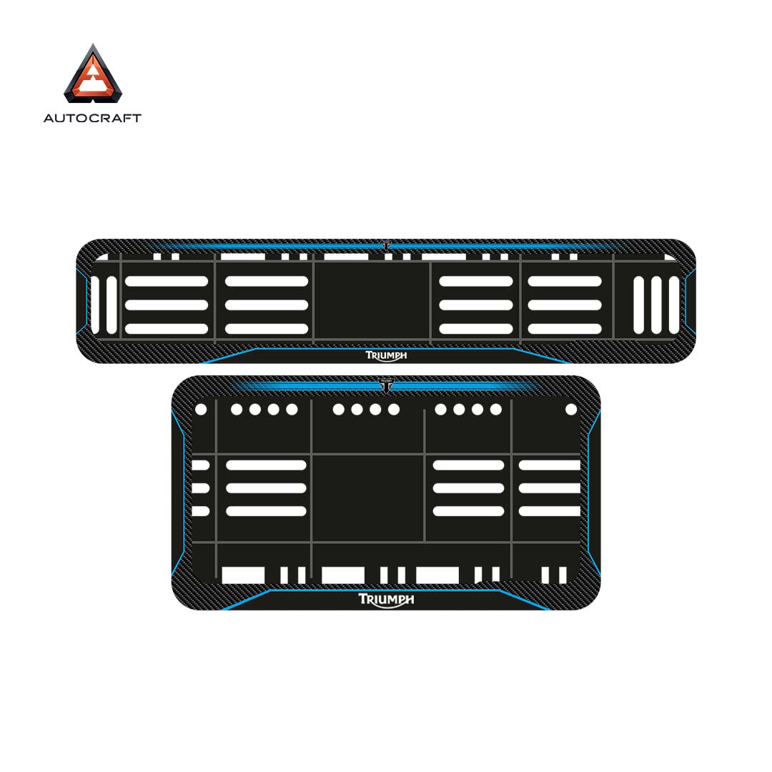 Bike Number Plate Gel Frame - Triumph - Blue Line (Front and Back Set)