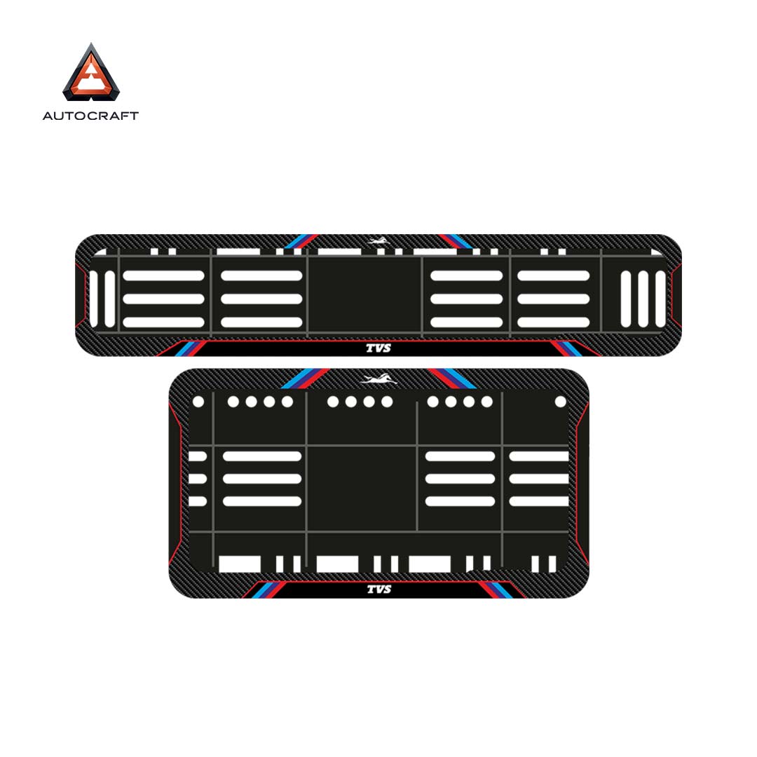 Bike Number Plate Gel Frame - TVS - Red & Blue Lines (Front and Back Set) HSRP number plate gel frame view 3